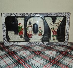 Christmas Festive Ceramic Large 3D Lettering "JOY" Mantel Holiday Decor